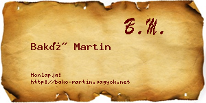 Bakó Martin névjegykártya